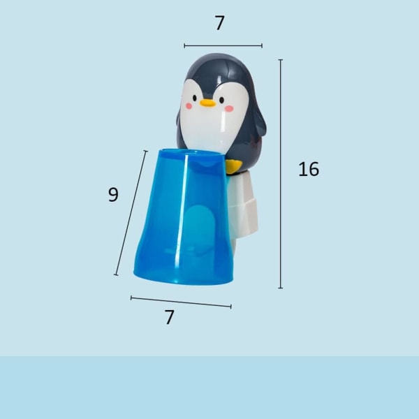 (Pingvin)Tandglas med tandbørsteholder til børn, tegneserie A