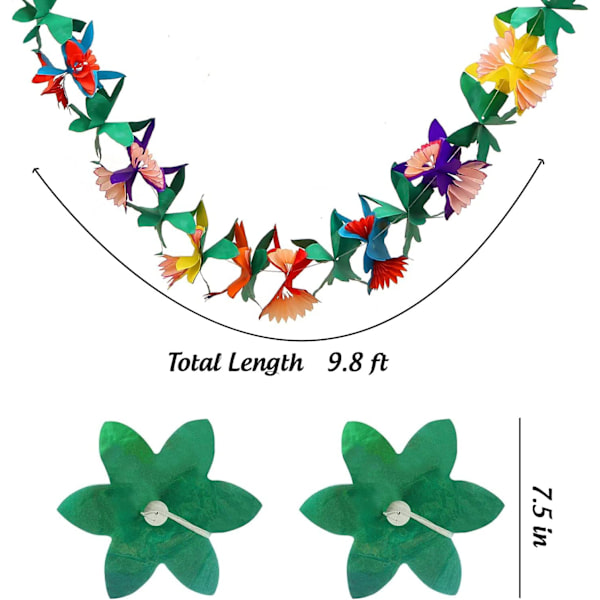 2 kpl paperi-ilmapallokoristetta, hibiskus-ilmapalloketju