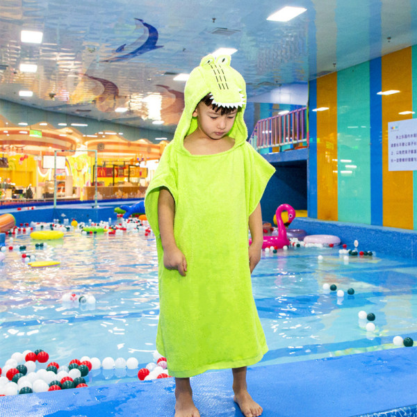 Cape 70 cm børnebadehåndklæde i ren bomuld (grøn krokodille), ca