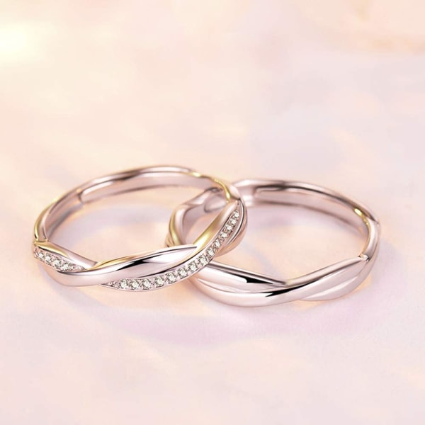 925 Sterling Silver Parring, Justerbar Ring Set, Hypoal