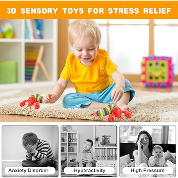 Snigel Leksak, 3D Ledade Klibbiga Stretchy Sensoriska Leksaker(Kräfta),