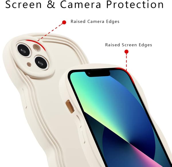 Søtt ensfarget deksel kompatibelt med iPhone 13, Off White