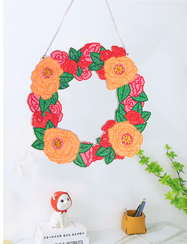 Roser - 7D Julekrans - DIY Diamantmaleri - Påske