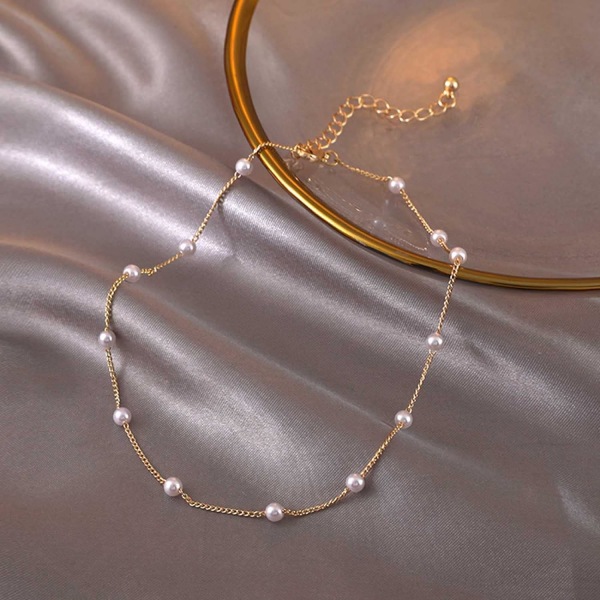 Boho Choker Halskæde Vintage Guld Tiny Perler Satellit Kæde Chok