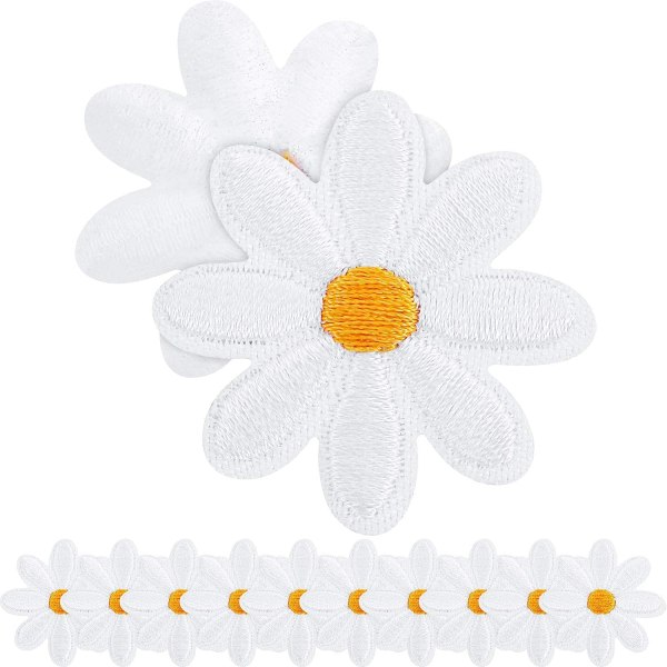 20 stykker Daisy Flower Patch Delikat brodert påstrykningstøy