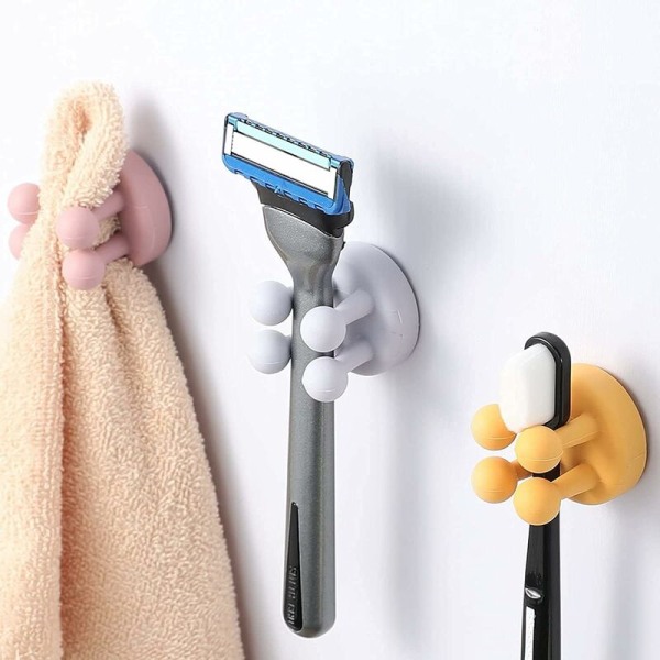 6 silikonista hammasharjapidikettä Seinälle kiinnitettävä partaveitsikoukku ripustamista varten