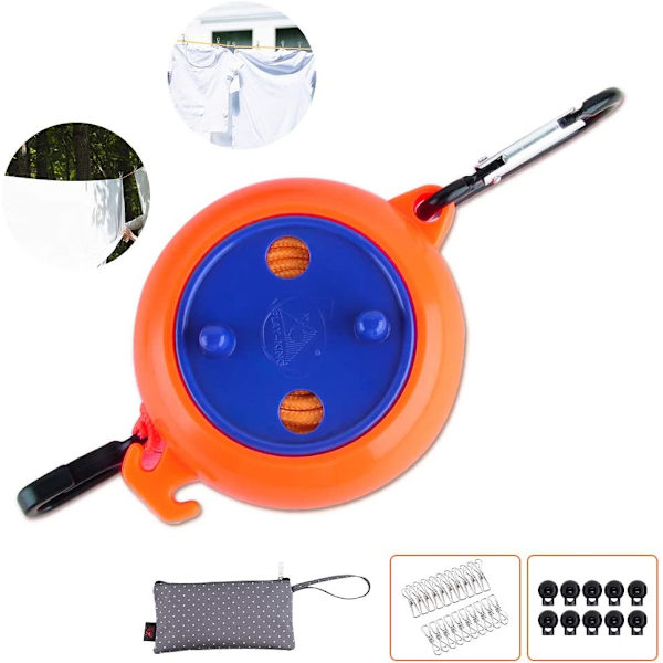 Retractable Clothesline, 8m Portable Camping Clothesline, Non-Sl