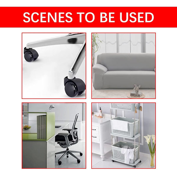 2 Inch Black Silent Stemless Caster, Office Chair Wheels Replacem 1edb