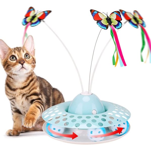 Kattelegetøj - Sjovt automatisk elektrisk roterende sommerfugl og bold Ex  6b21 | Fyndiq