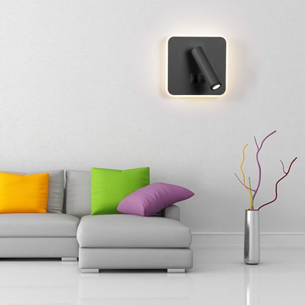 Moderni 8W LED-seinävalaisin, 360° kääntyvä kytkin 3W LED-seinävalaisin