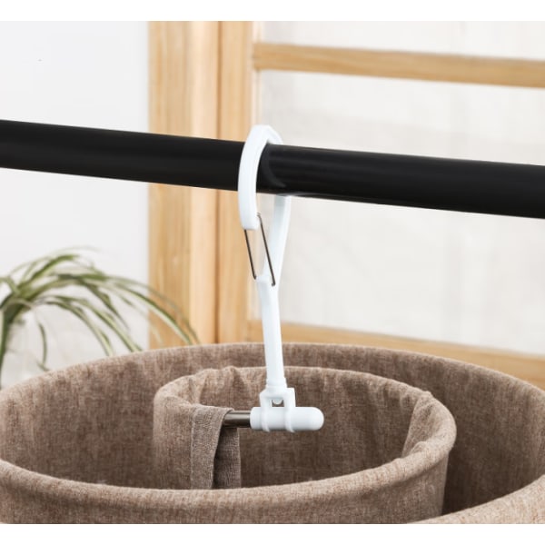 Set med 2 vita spiralformade galgar för filtar, soltorkade täcken, lakan, madrass (rund)