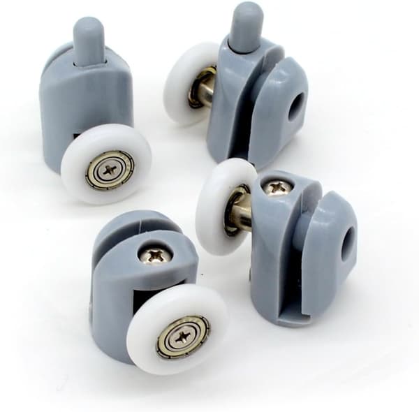 Glatte dusjdørruller, sett med 8 (23 mm) grå