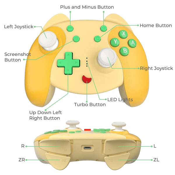 Trådløse Switch-kontrollere - Gule - Kompatibel med Nitendo-Anima