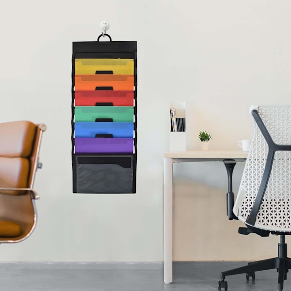 Vægmonteret filorganisator, A4 magasinholder display, 6 rum