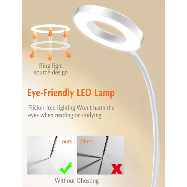 Skrivebordslampe, dimbar skrivebordslampe for barn med 3 lysmoduser, Recha