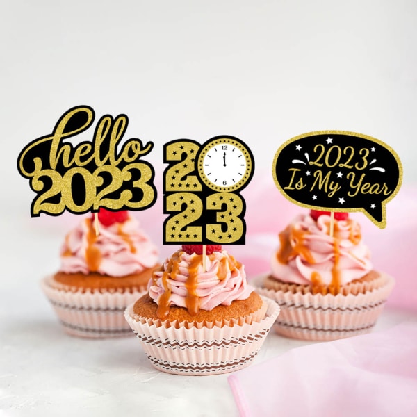 12 kpl 2023 New Year's Day Cake Plug in NEW YEAR New Year