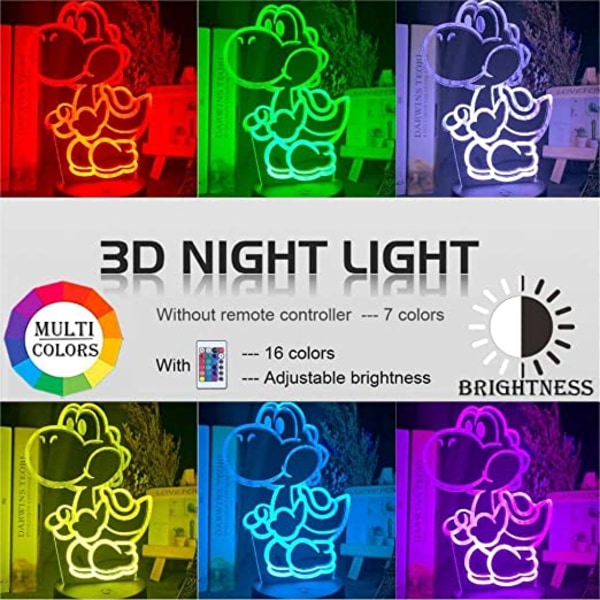 Mario Night Light 3D nattbordslys, tegneseriespillfigur Super