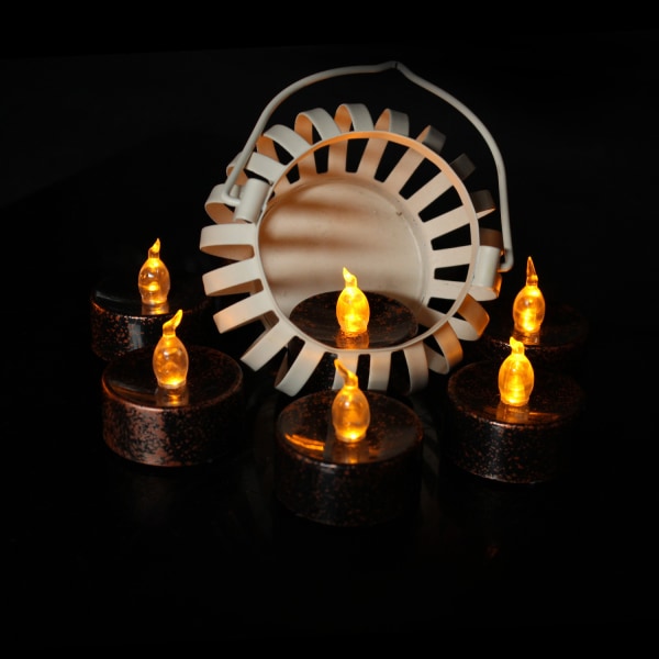 12-pak LED sorte stearinlys, batteridrevne telys, sorte flammer