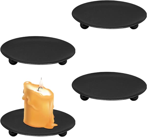 4 lysestager (sort) sort retro lysestage 10cm cirkulær d