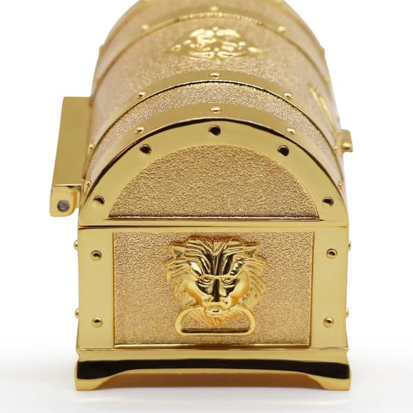 Rektangulär vintage guld skattkista, smyckeskrin, 10,5x7,5x7,5cm