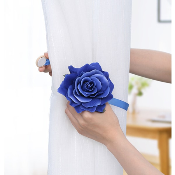 Sett med 2 retro magnetiske gardiner (Den blå rosen), Hard Res