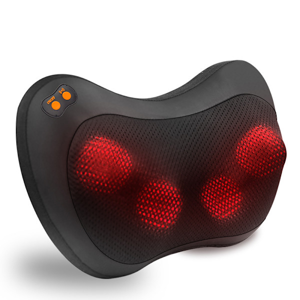 Shiatsu Massagepude, Opvarmet Rygmassager med 4 Knuder og 3 Justerbare Hastigheder, Tovejsrotation, Massageapparat til