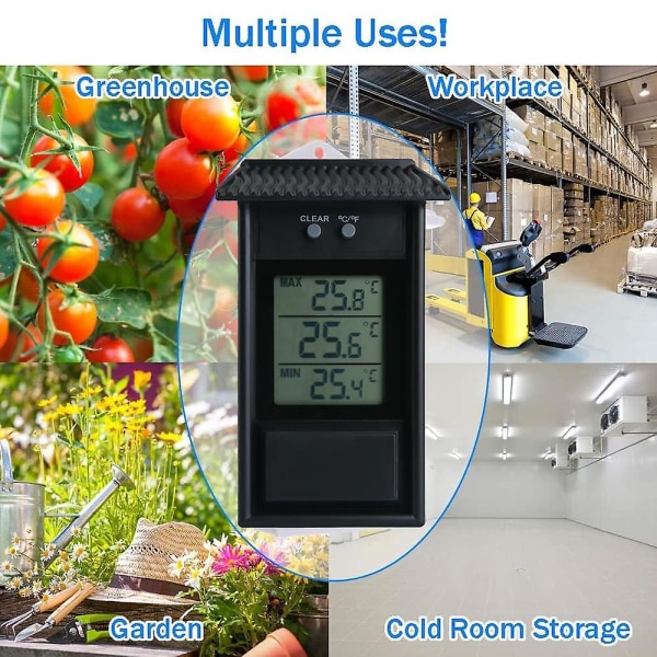 Digital Max Min Växthustermometer för inomhus eller utomhus