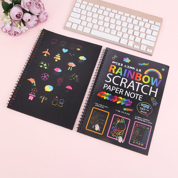 10 stk. Store Scratch-bøger Børns DIY Farverige Scratch Pai