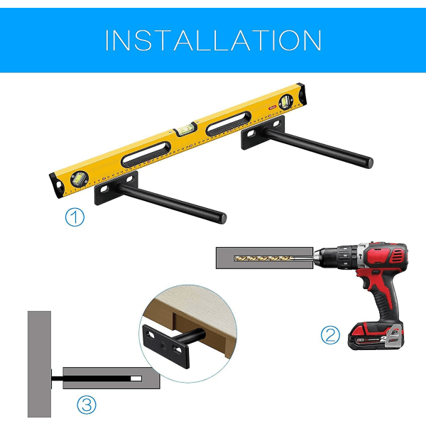 4 stk flytende hyllebrakett, metall usynlig hyllebrakett,