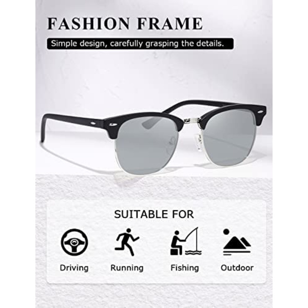 Unisex Retro Halvramme Solbriller
