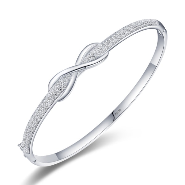 Kvinners Infinity-armbånd 7in 925 sølvbelagt rosegullarmbånd
