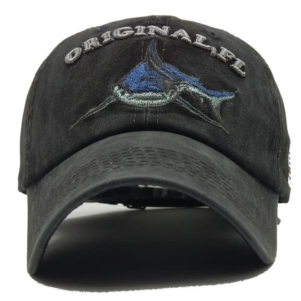 Svart brodert haihatt bomulls baseball caps