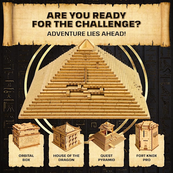 Pyramid Pusselbox - Escape Room i en Box - Hjärngympa Pussel för Vuxna & Tonåringar - Pusselboxar med Gömda Fack