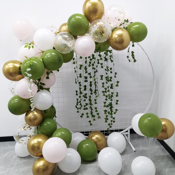 62 stk. olivengrønne og guld balloner til baby shower dekorationer - 12 tommer
