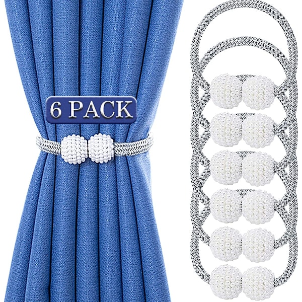 Magnetiska gardinband (6-pack), moderna pärlgardinband