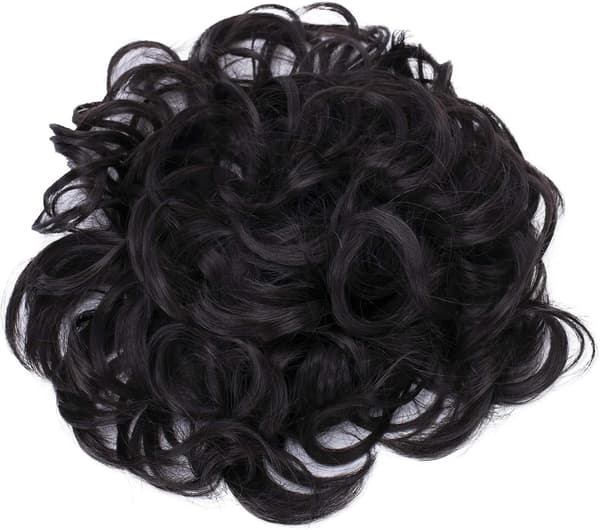 XXL Hårstykke Scrunchie Hår Opsat Voluminøs Krøllet Chignon Lys Blond Sort
