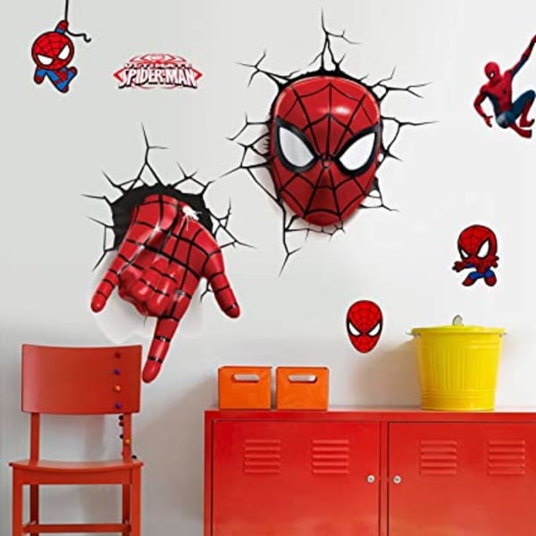 Spider Man 3D ødelagte wallstickers, børn og drenge 3D edderkop
