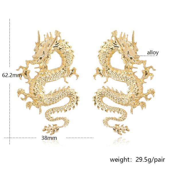 Guld øreringe smykker personlighed trend cool drage øreringe