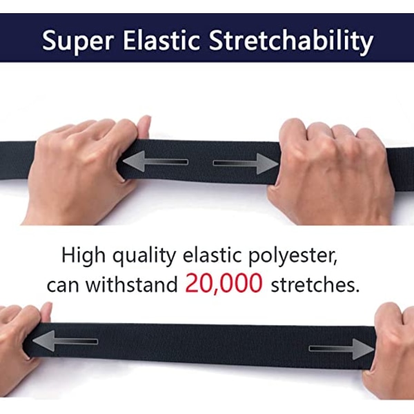 Sort elastisk bælte til mænd - Plastspænde - Fuldt justerbar W