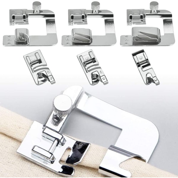 6 Sewing Machine Presser Kit,3 Narrow Rolled Hem Sewing Machine P