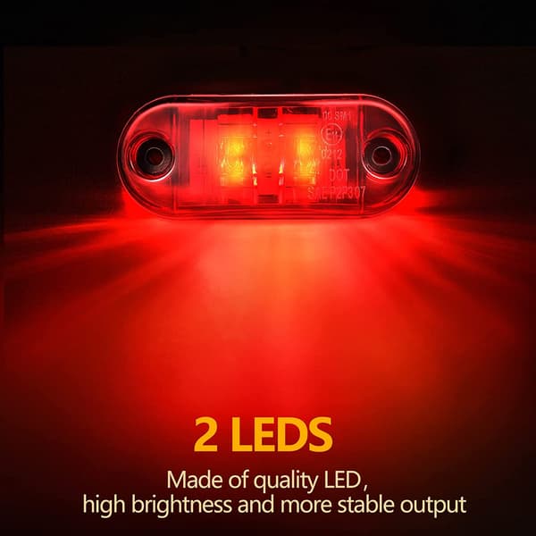 20 stk 2,5 tommers 2 diode tilhengermarkeringlys vanntett LED