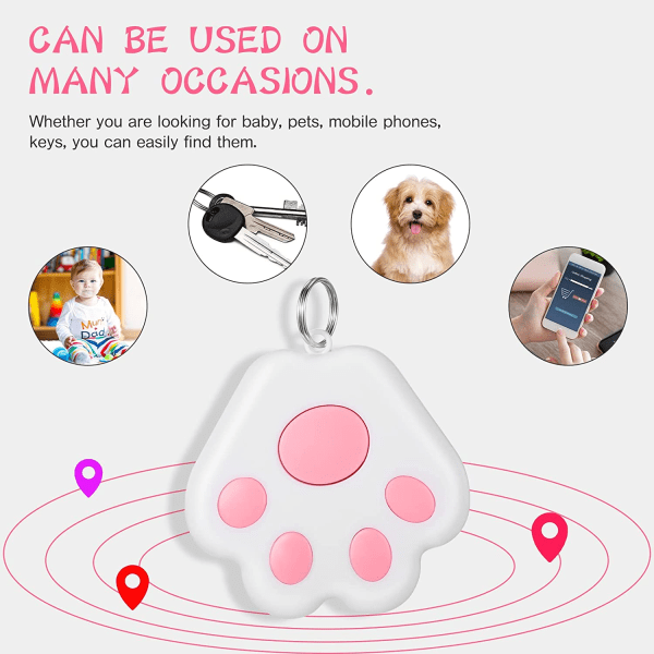Pink-Mini bærbar GPS hundesporer Bluetooth-kompatibel kjæledyr Loca