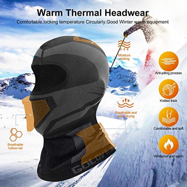 Termisk fleece vindtett balaclava for ski og motorsykkel