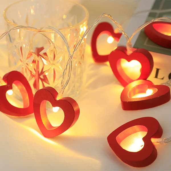 Valentinsdag Hjerteformet Træ Lyskæde LED Fe Lys Ha