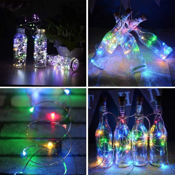 LED-viinipullon valot moniväriset, (3 pakkausta) USB-ladattava Ei Ba