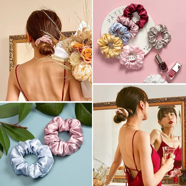 En vit silkes scrunchie hår ringar damer hästsvans hållare hårba