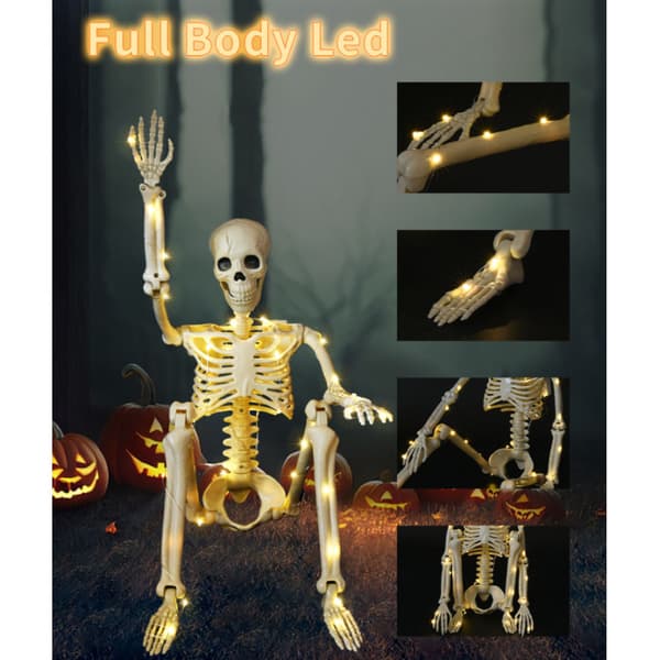 Halloween simuleringsskjelett lysende 40cm bevegelige ledd