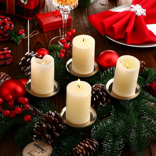 8 stk. 7,5 cm/2,95 tommer metalplade lysestager adventskrans