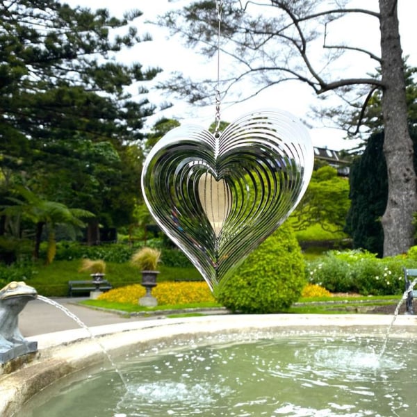 Wind Spinner Yard Art Garden Decor 3d Heart rustfrit stål