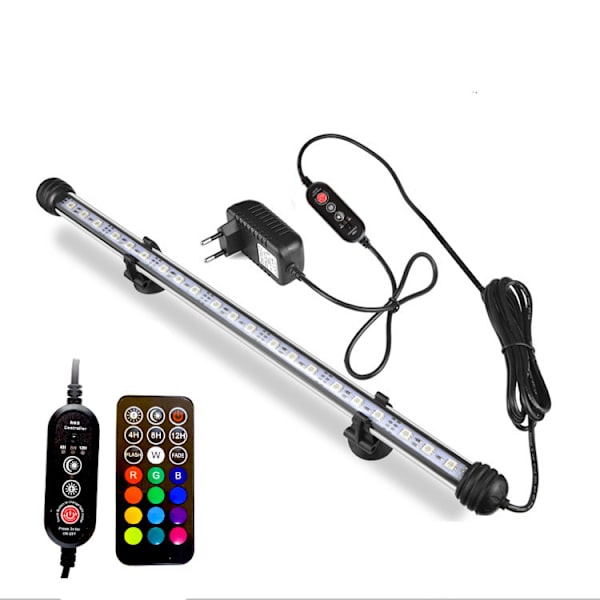 Akvarie LED-lys 28 cm med fjernkontroll, LED-lys med tid